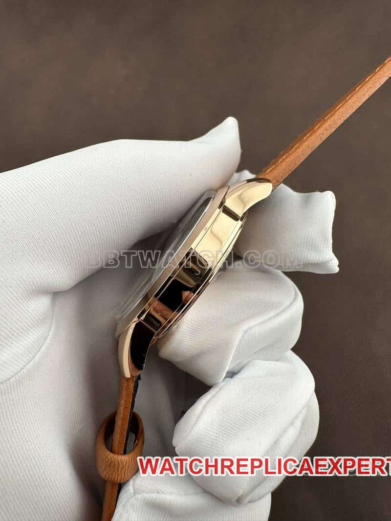 AF FactoryLongines Concast stop-tier 1:1super cloneblack dialrose goldleather strap side live photo