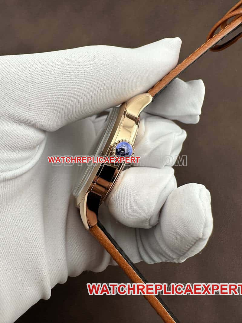 AF FactoryLongines Concas super clonegreen dialrose goldleather strap side live photo