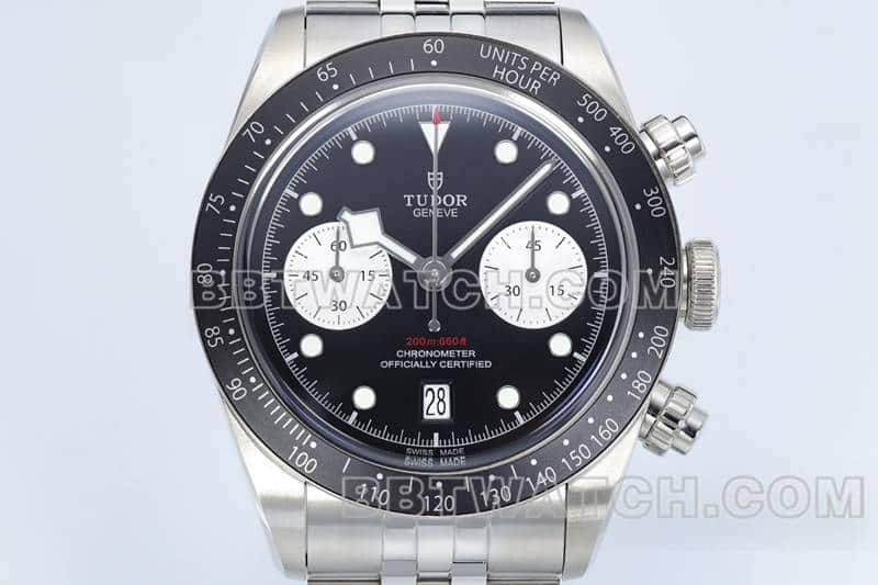 ZF factory Tudor Biwan top black plate chronograph steel belt model M79360 front real picture