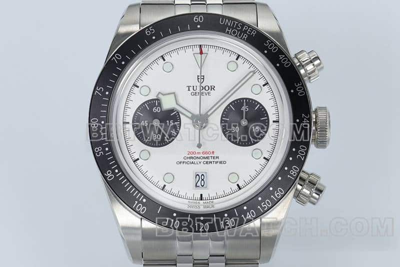 ZF FactoryTudor Biwan top-tier replicawhite dialchronographsteel bracelet model M79360front live photo