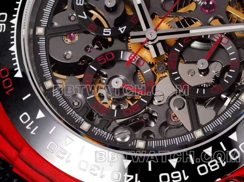 TW factory RolexDaytona1:1super carbon fiber hollow plate red front live photo