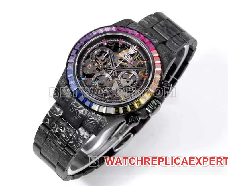 TW factory RolexDaytona1:1super carbon fiber hollow disc color diamond bezelfront live photo