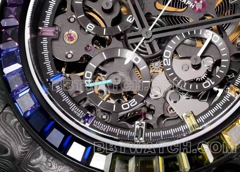 TW factory RolexDaytona1:1super carbon fiber hollow disc color diamond bezelfront live photo