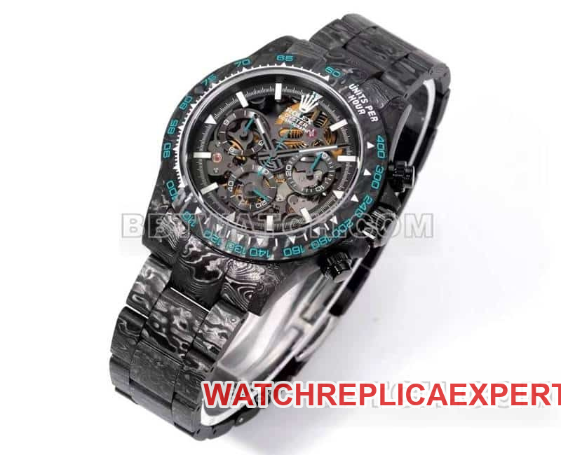 TW factory Rolex Daytona carbon fiber hollow plate black steel bracelet front live photo