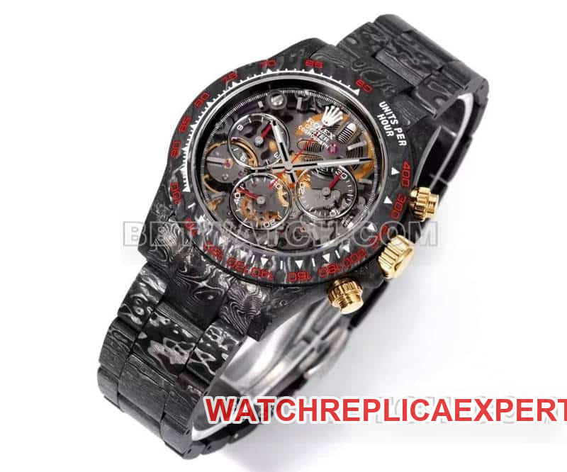 TW factory Rolex Daytona top-tier carbon fiber hollow plate black steel bracelet front live photo