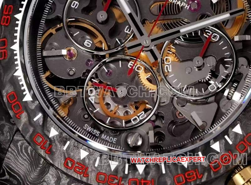 TW factory Rolex Daytona top-tier carbon fiber hollow plate black steel bracelet front live photo