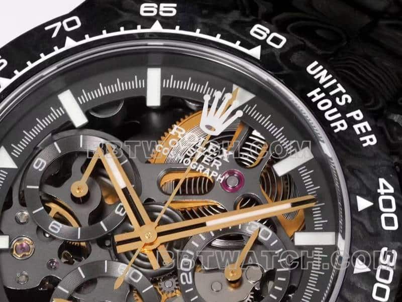 TW factory Rolex Daytonatop-tier 1:1high-quality carbon fiber hollow plate black steel bracelet front live photo