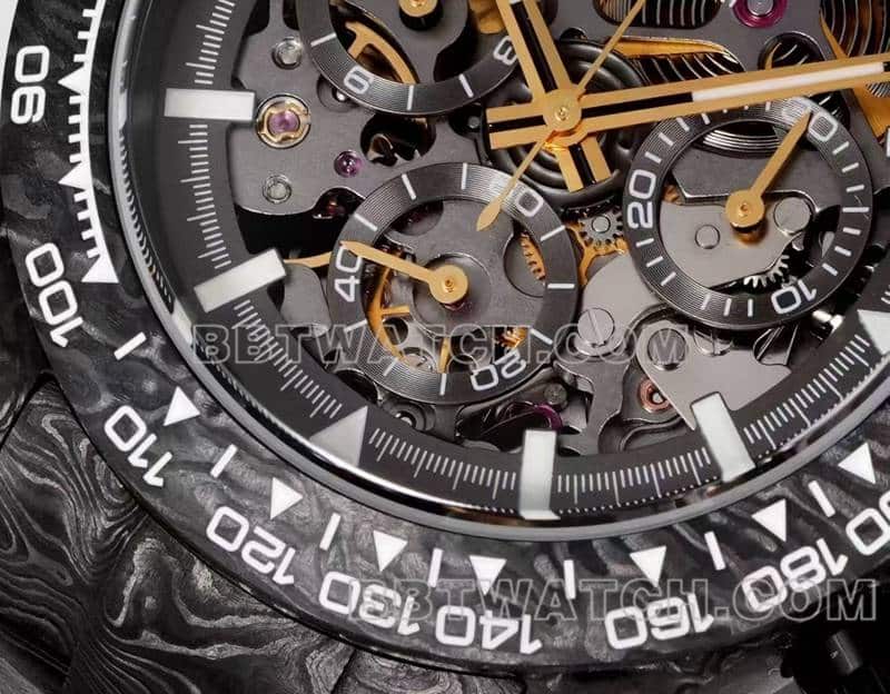 TW factory Rolex Daytonatop-tier 1:1high-quality carbon fiber hollow plate black steel bracelet front live photo