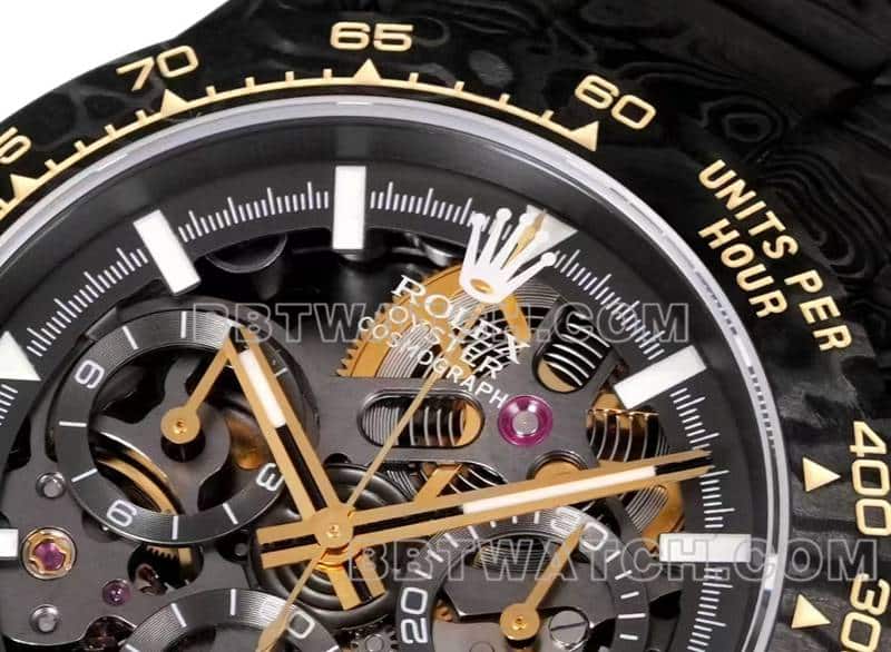 TW factory Rolex Daytonatop-tier 1:1super carbon fiber hollow plate black steel bracelet front live photo