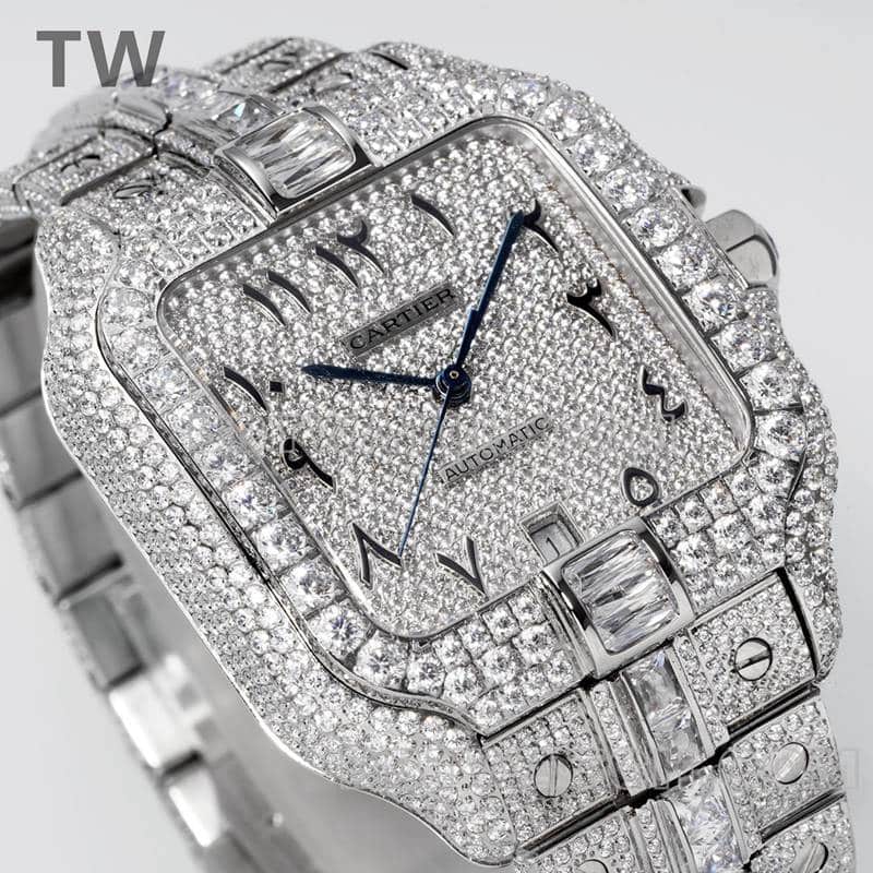 TW factory Cartier Santos top-tier Gypsophila steel bracelet model front live photo