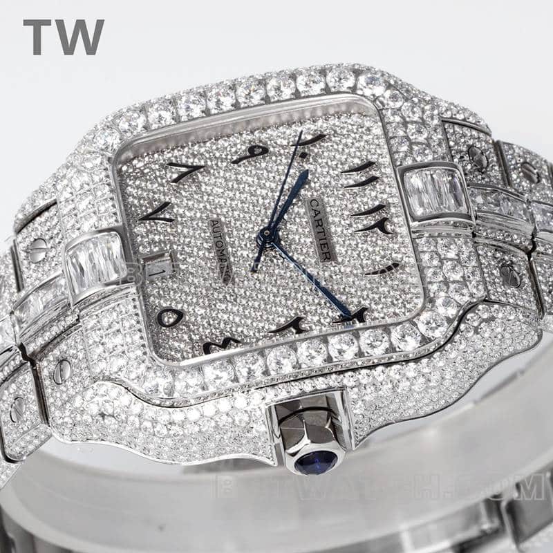 TW factory Cartier Santos top-tier Gypsophila steel bracelet model side live photo