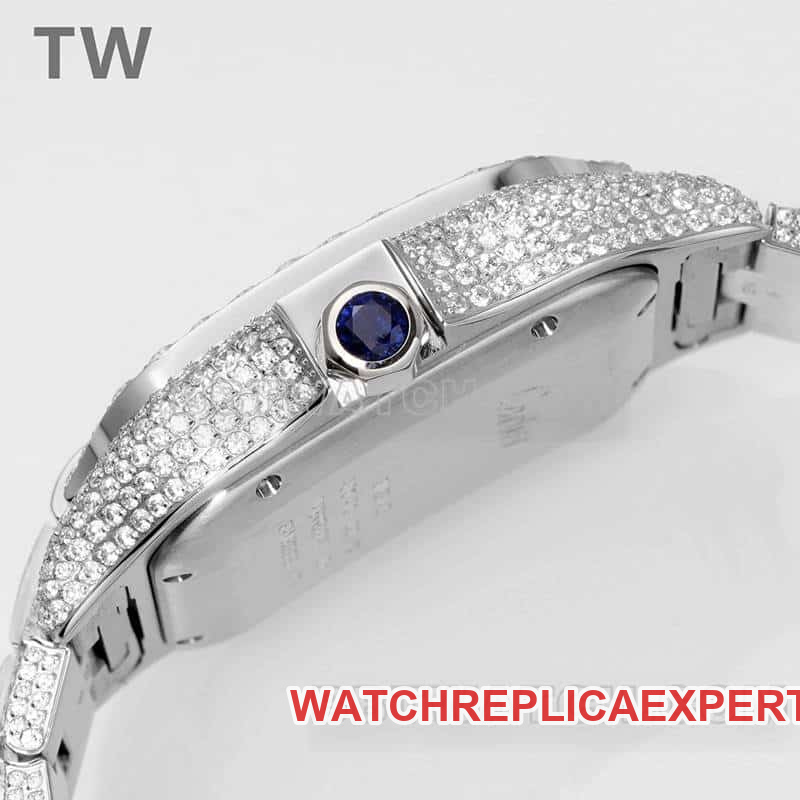 TW factory Cartier Santos top-tier Gypsophila steel bracelet model side live photo