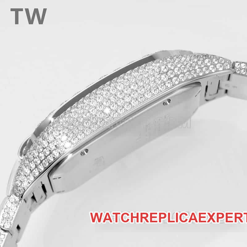 TW factory Cartier Santos top-tier Gypsophila steel bracelet model side live photo