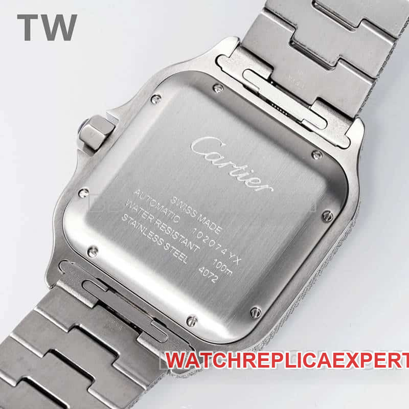 TW factory Cartier Santos top-tier Gypsophila steel bracelet caseback live photo