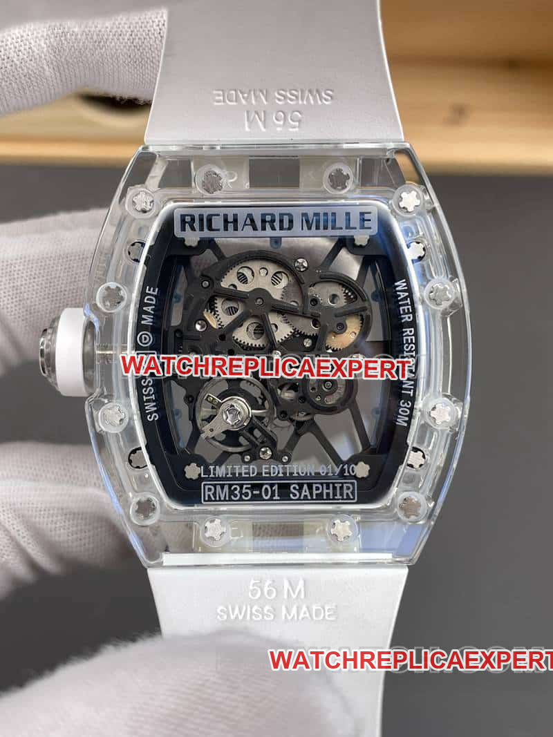 RM factory Richard Mille men's 1:1super transparent crystal RM35-01caseback live photo