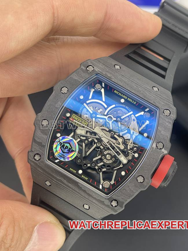 top-tier watch APS factory Richard Mille carbon fiber mechanical watch RM35-02front live photo