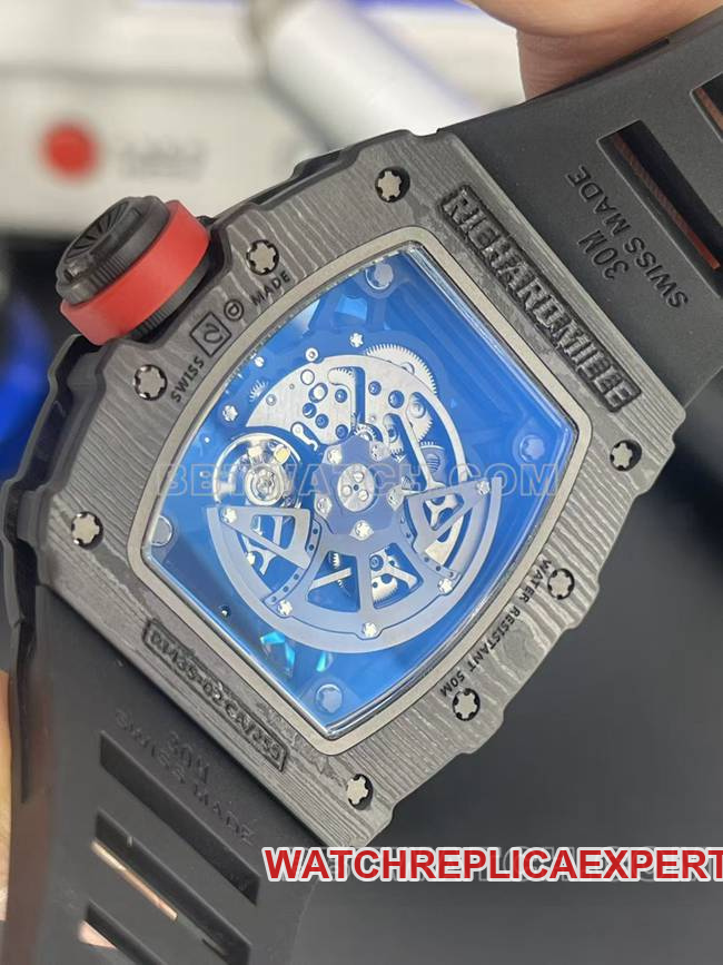 top-tier watch APS factory Richard Mille carbon fiber mechanical watch RM35-02caseback live photo
