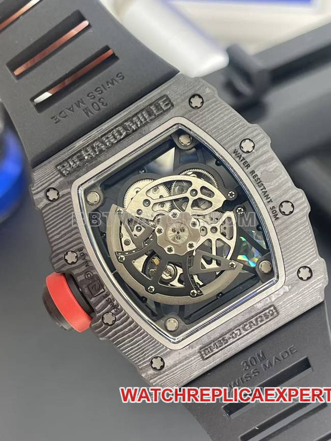top-tier watch APS factory Richard Mille carbon fiber mechanical watch RM35-02caseback live photo