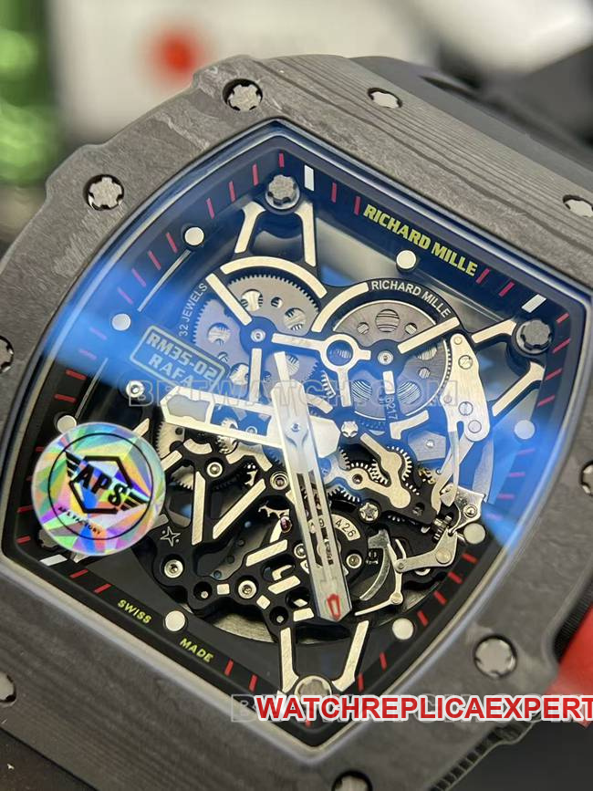 top-tier watch APS factory Richard Mille carbon fiber mechanical watch RM35-02front live photo