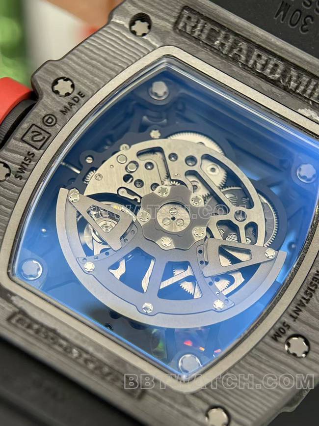 top-tier watch APS factory Richard Mille carbon fiber mechanical watch RM35-02caseback live photo