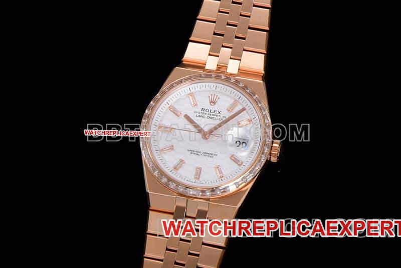 ES factory Rolex land type 1:1top-tier replicarose goldwhite dialdiamond bezel127285front live photo