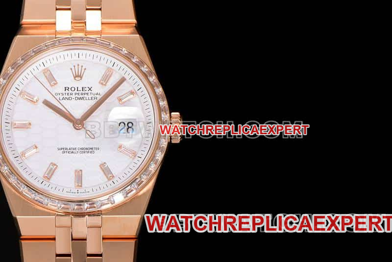 ES factory Rolex land type 1:1top-tier replicarose goldwhite dialdiamond bezel127285front live photo