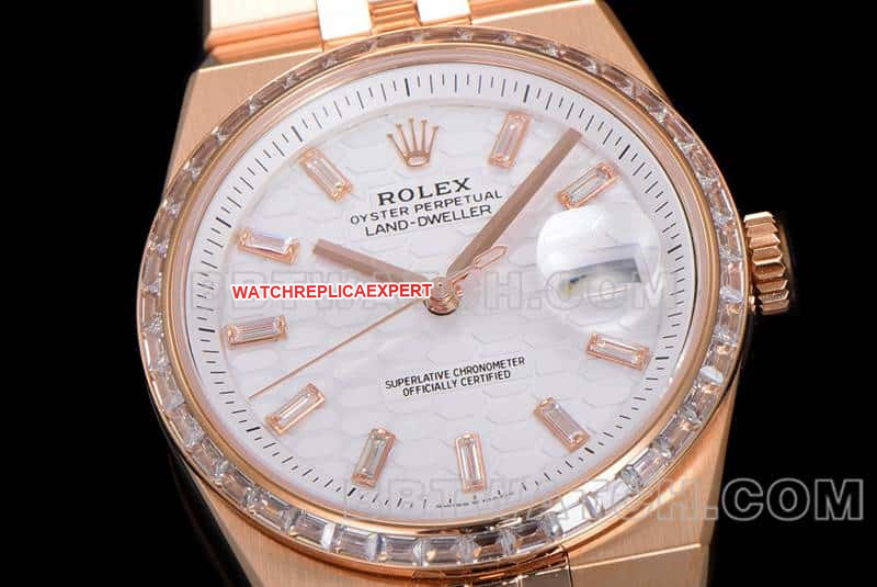ES factory Rolex land type 1:1top-tier replicarose goldwhite dialdiamond bezel127285front live photo