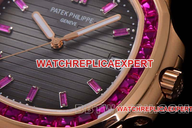 E7 factory Patek Philippe sporty and elegant top-tier black gradient disc pink diamond bezelNautilus5711front live photo
