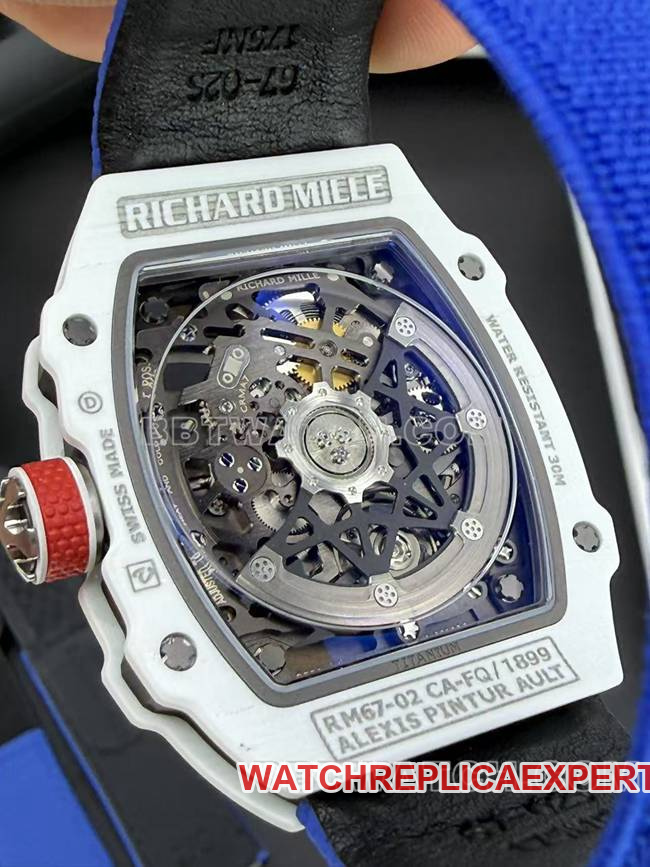 collectible watch UMI factory Richard Mille hollow plate white shell mechanical RM67-02caseback live photo