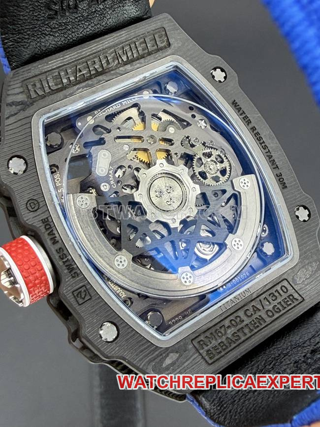 Richard Mille men's top-tier watch hollow plate black shell mechanical RM67-02caseback live photo