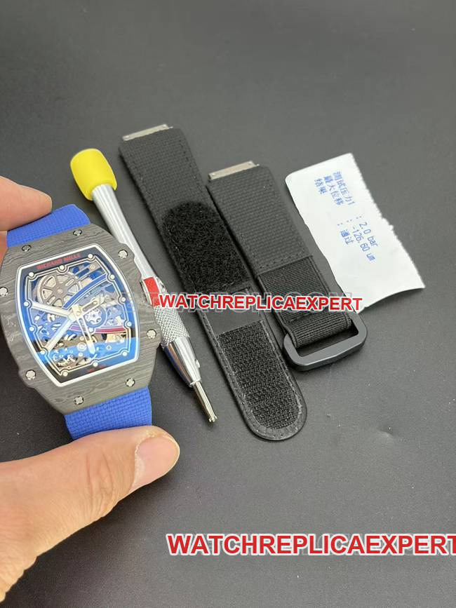 Richard Mille men's top-tier watch hollow plate black shell mechanical RM67-02front live photo
