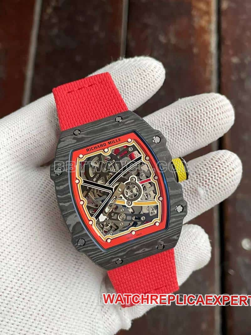 Richard Mille men's 1:1top-tier hollow plate red RM67-02front live photo