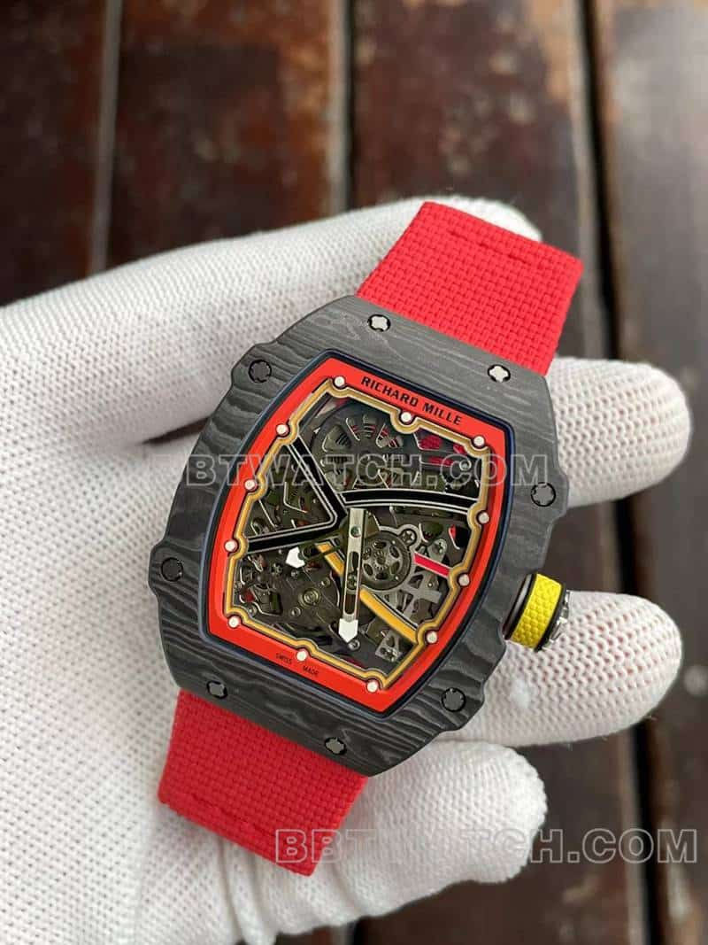 Richard Mille men's 1:1top-tier hollow plate red RM67-02front live photo