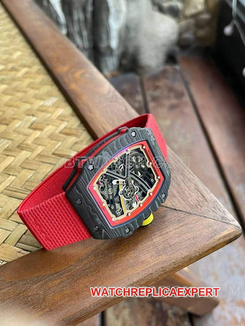 Richard Mille men's 1:1top-tier hollow plate red RM67-02side live photo