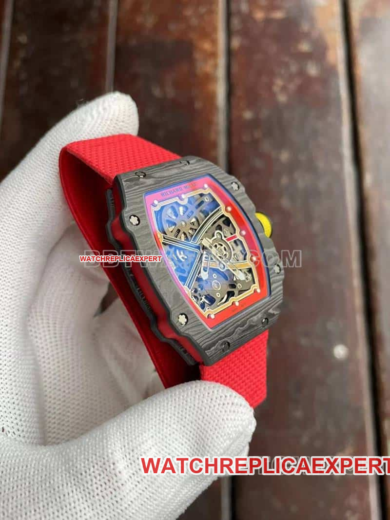 Richard Mille men's 1:1top-tier hollow plate red RM67-02side live photo