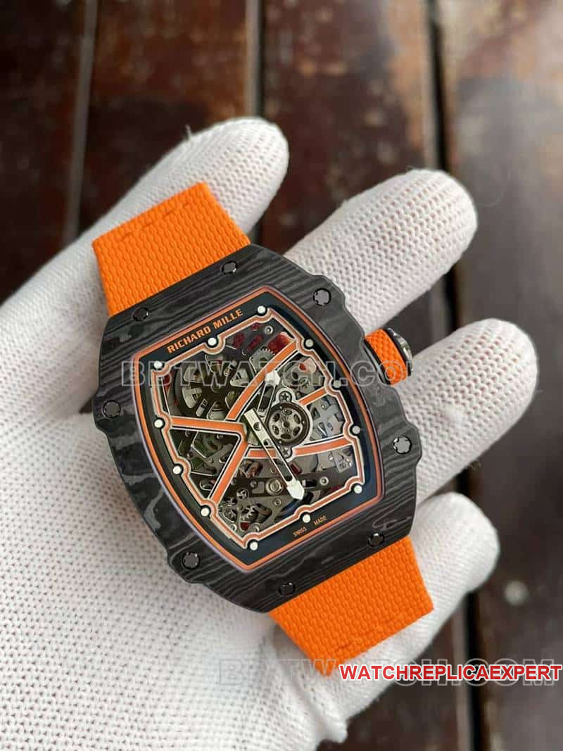 Richard Mille men's top-tier 1:1super hollow plate orange RM67-02front live photo