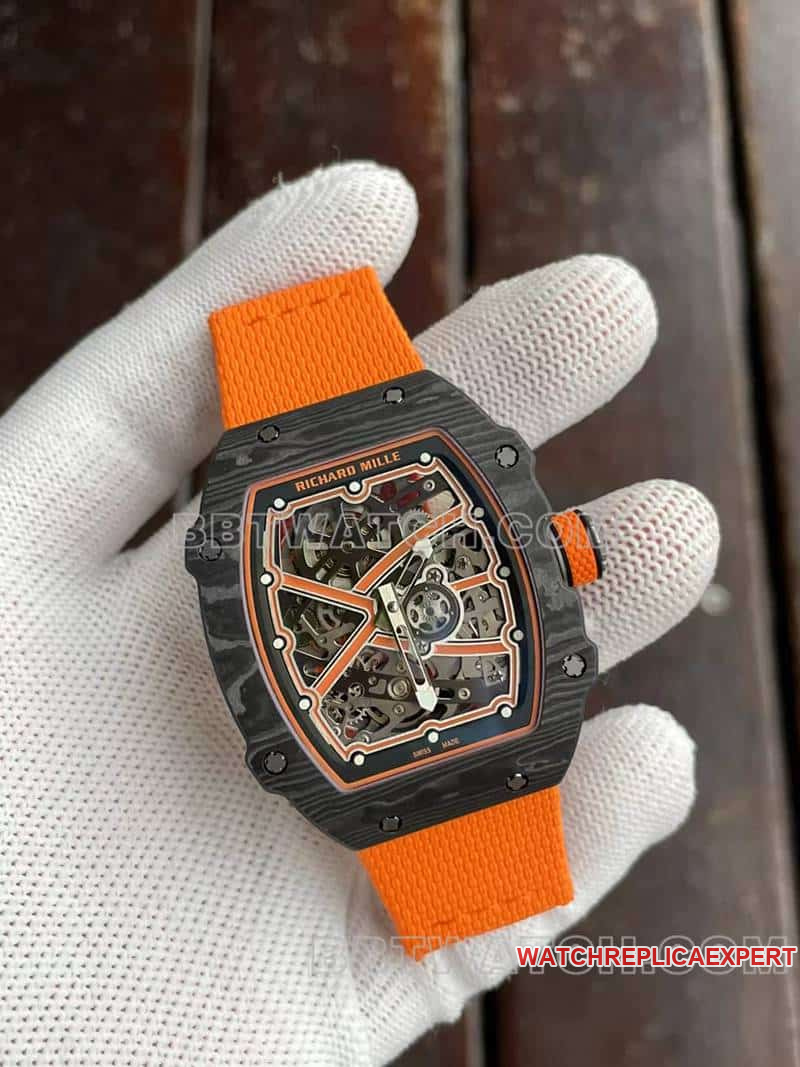 Richard Mille men's top-tier 1:1super hollow plate orange RM67-02front live photo