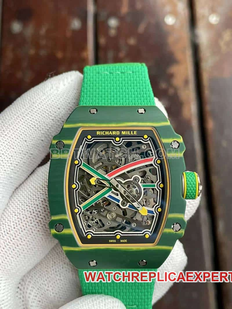 Richard Mille men's top-tier hollow plate green RM67-02front live photo