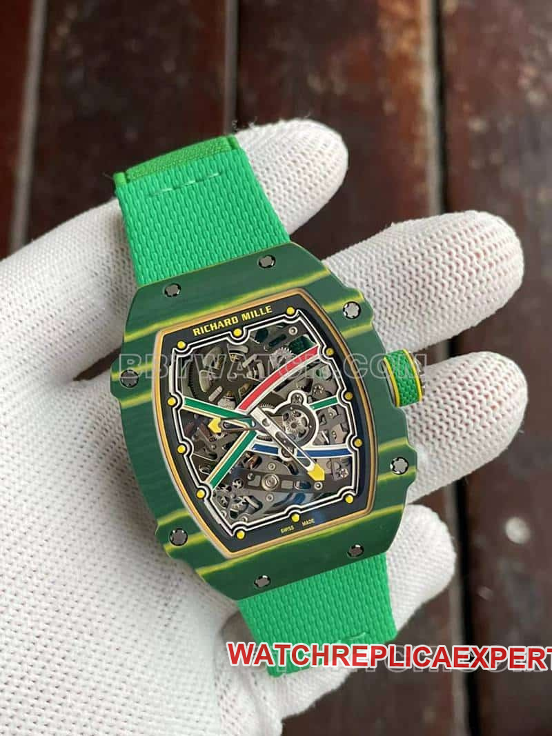 Richard Mille men's top-tier hollow plate green RM67-02front live photo