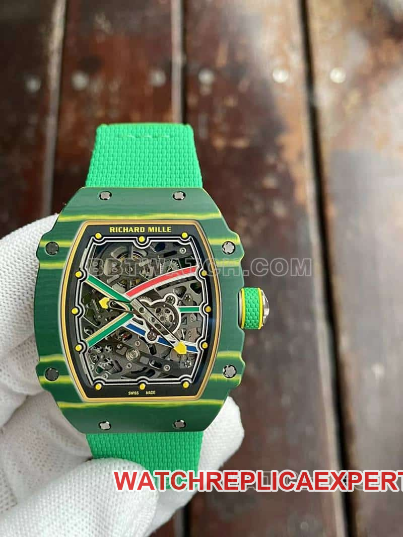 Richard Mille men's top-tier hollow plate green RM67-02front live photo