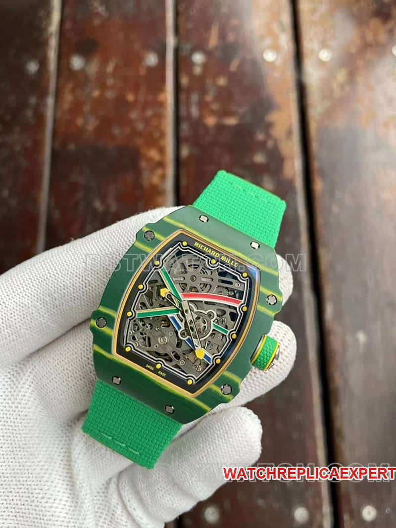Richard Mille men's top-tier hollow plate green RM67-02front live photo