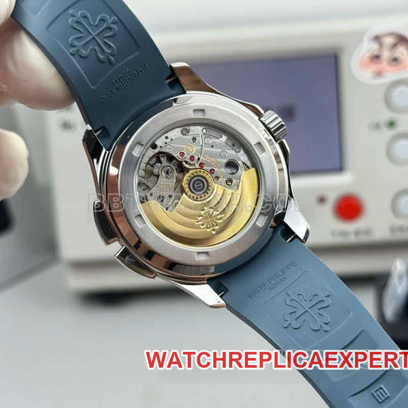 PP factory Patek PhilippeAQUANAUTsuper gray blue dial grenade dual time zone 5164caseback live photo