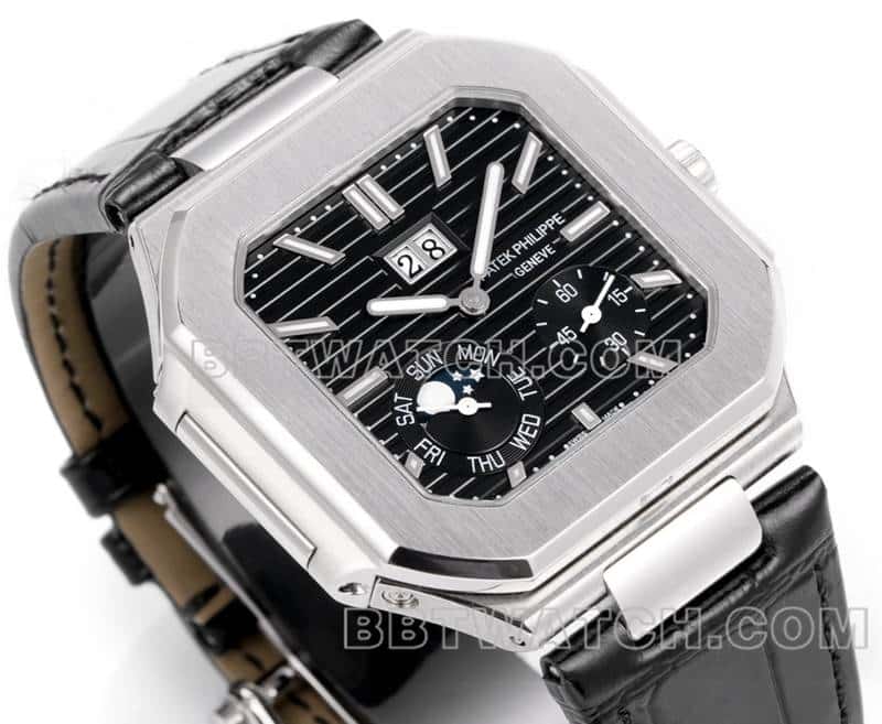 3K FactoryPatek PhilippeCUBITUSsuper cloneblack dialleather strap model 5822front live photo