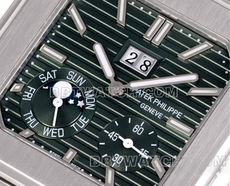 3K FactoryPatek PhilippeCUBITUStop-tier replicagreen dialleather strap model 5822front live photo