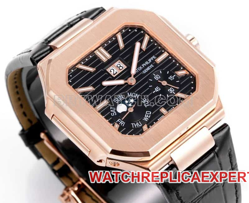 3K FactoryPatek PhilippeCUBITUS1:1super cloneblack dialrose gold5822front live photo