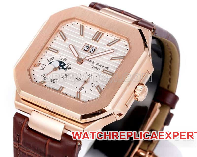 3K FactoryPatek PhilippeCUBITUSsuper clonewhite dialrose gold5822front live photo