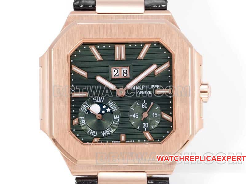 3K FactoryPatek PhilippeCUBITUStop-tier 1:1high-quality replicagreen dialrose gold5822front live photo