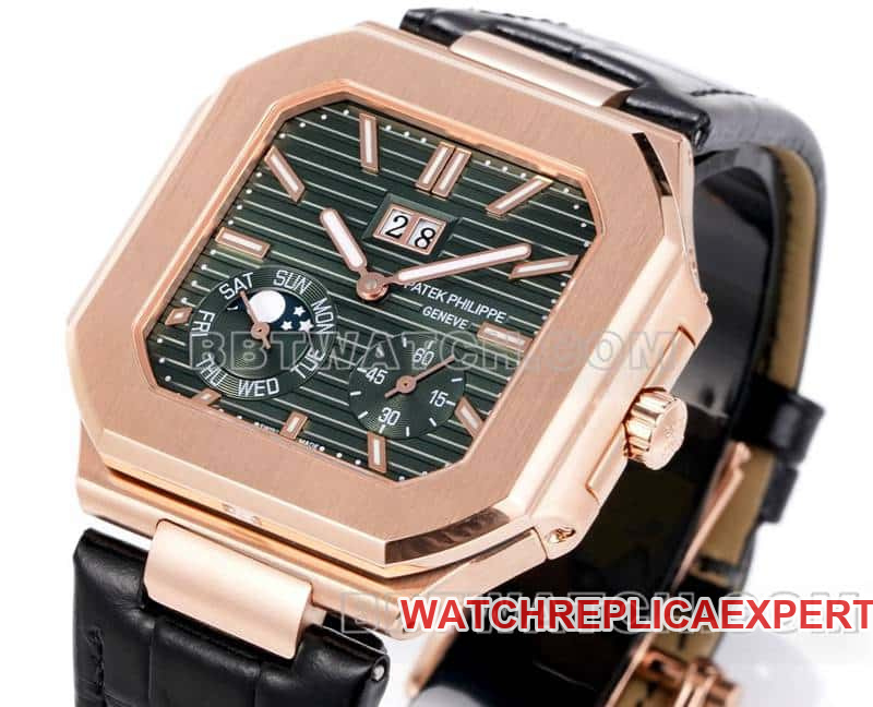 3K FactoryPatek PhilippeCUBITUStop-tier 1:1high-quality replicagreen dialrose gold5822front live photo