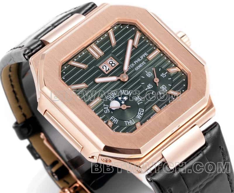 3K FactoryPatek PhilippeCUBITUStop-tier 1:1high-quality replicagreen dialrose gold5822front live photo