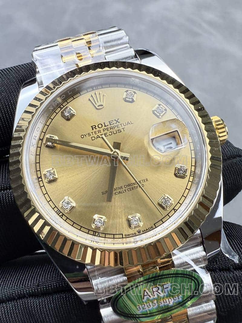 ARF FactoryRolex log top-tier 1:1super gold plate 41mm gold five-row chain link 126333front live photo